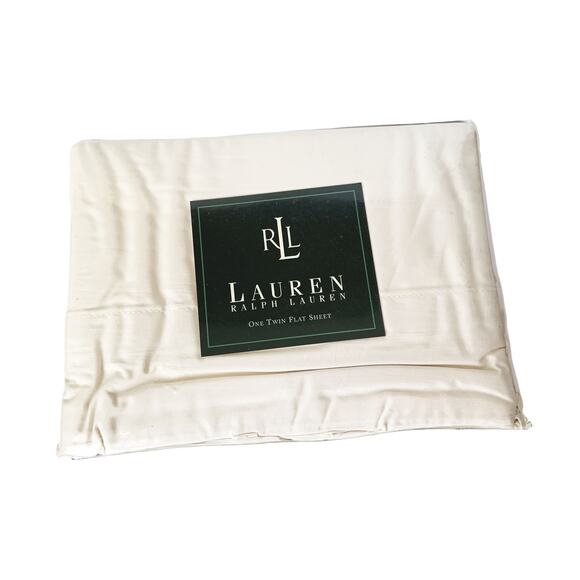 Vintage Lauren Ralph Lauren Twin Flat Sheet Ivory Off White - Picture 1 of 4